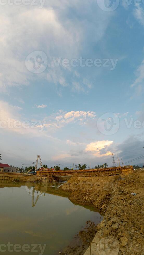 construction of a new road in the town of Gorontalo of Indonesia. photo