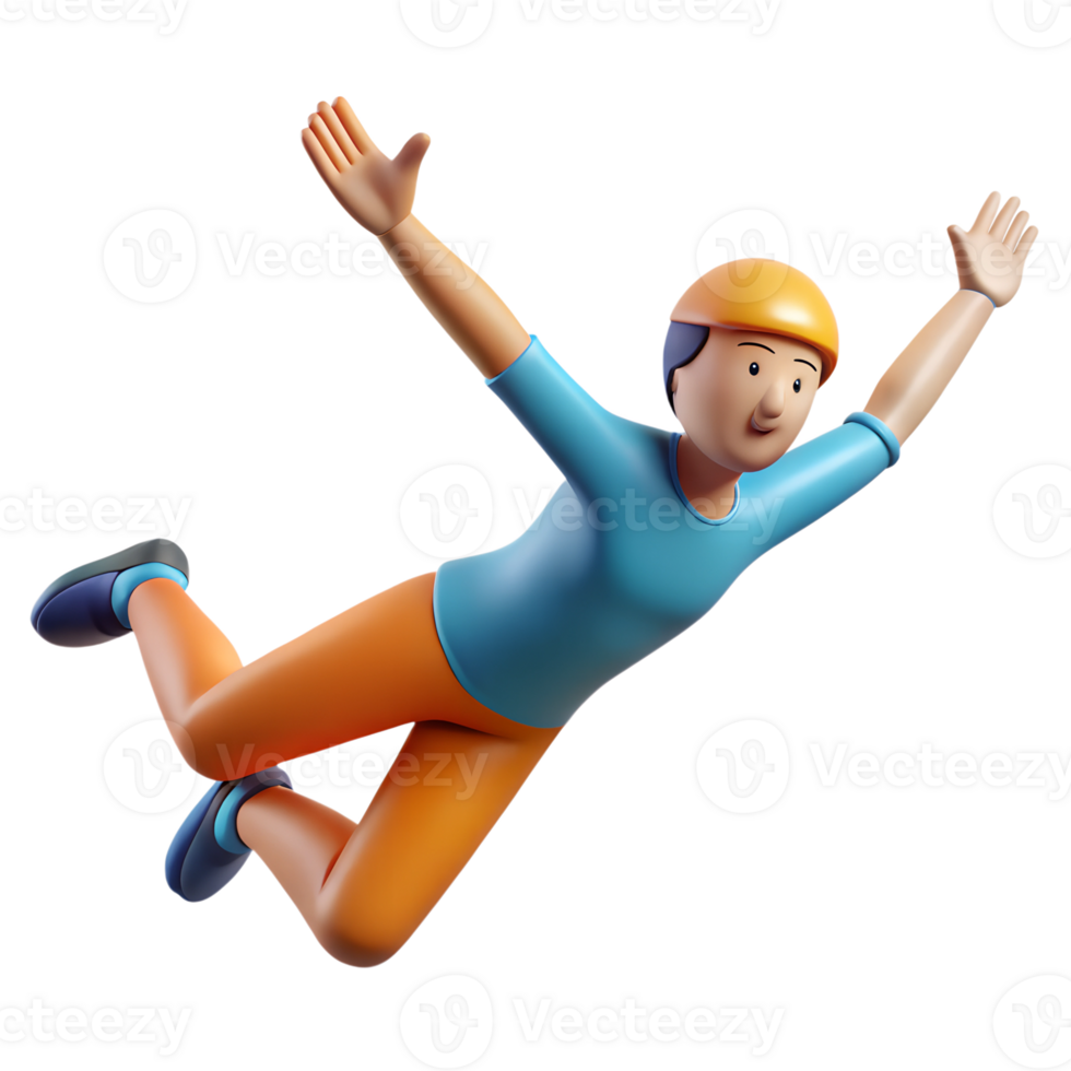 A cartoon figure is flying through the air png