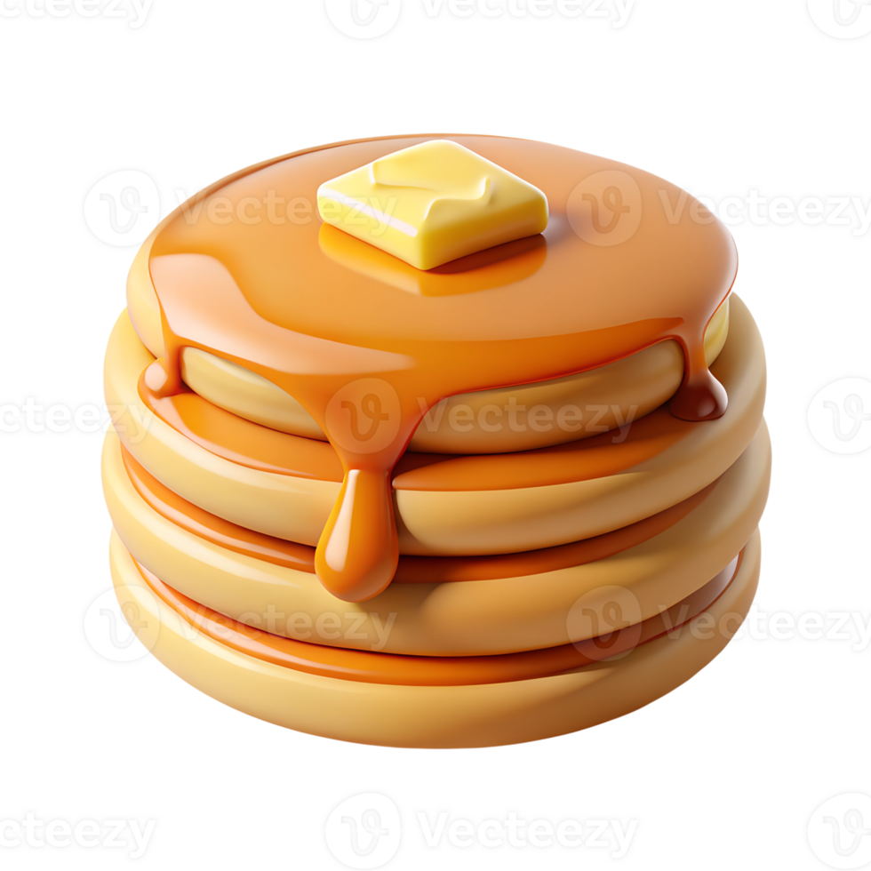 Pancakes with syrup and butter on top png