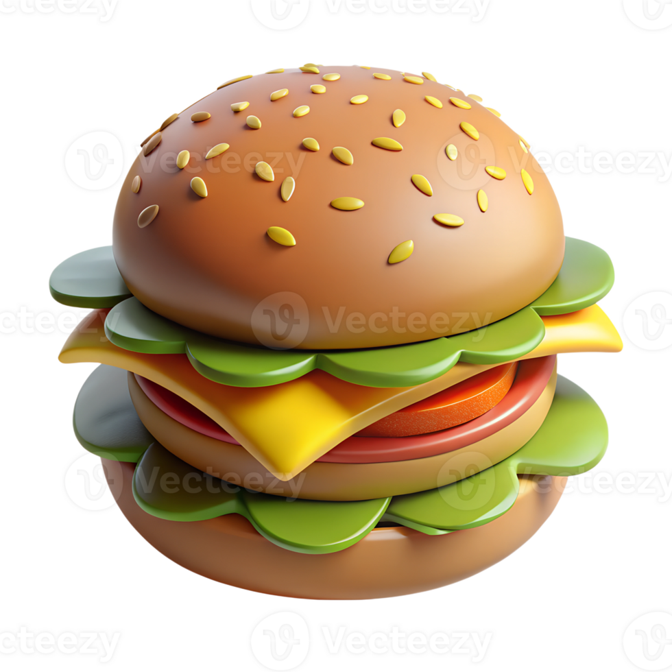 A hamburger with cheese and lettuce on it png