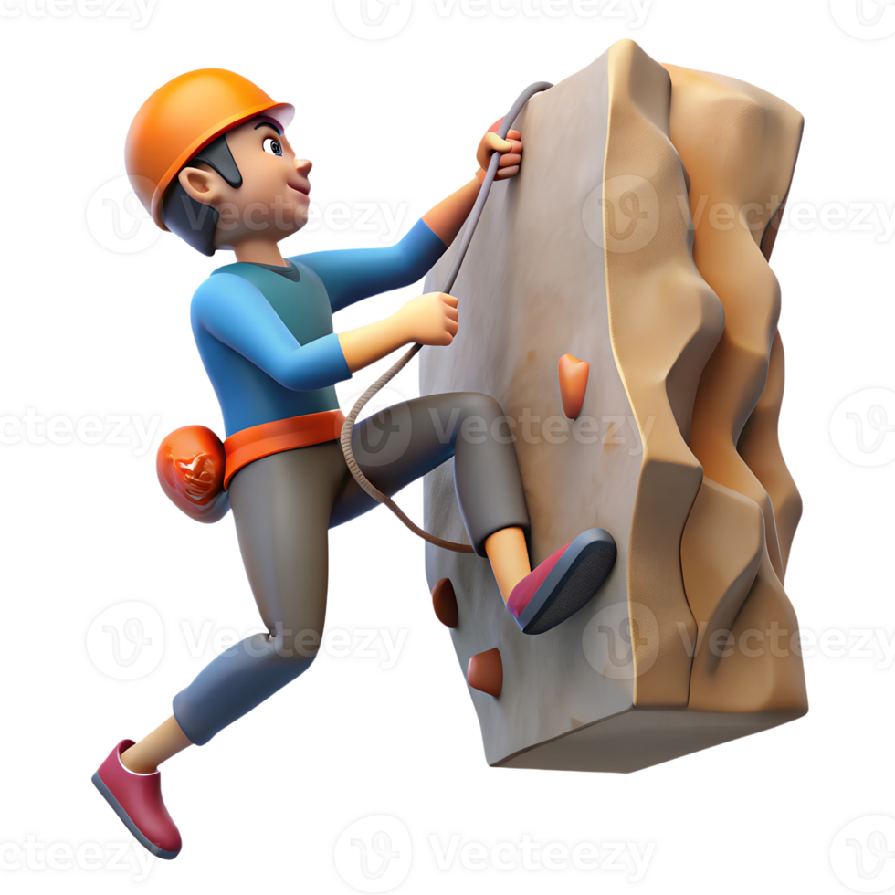 A man climbing on a rock wall png