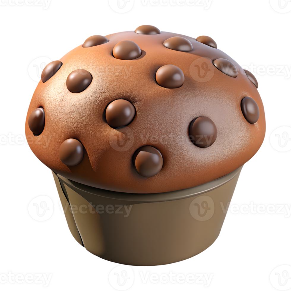 A chocolate cupcake with chocolate chips on top png