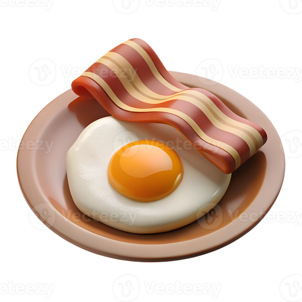 An egg and bacon on a plate png