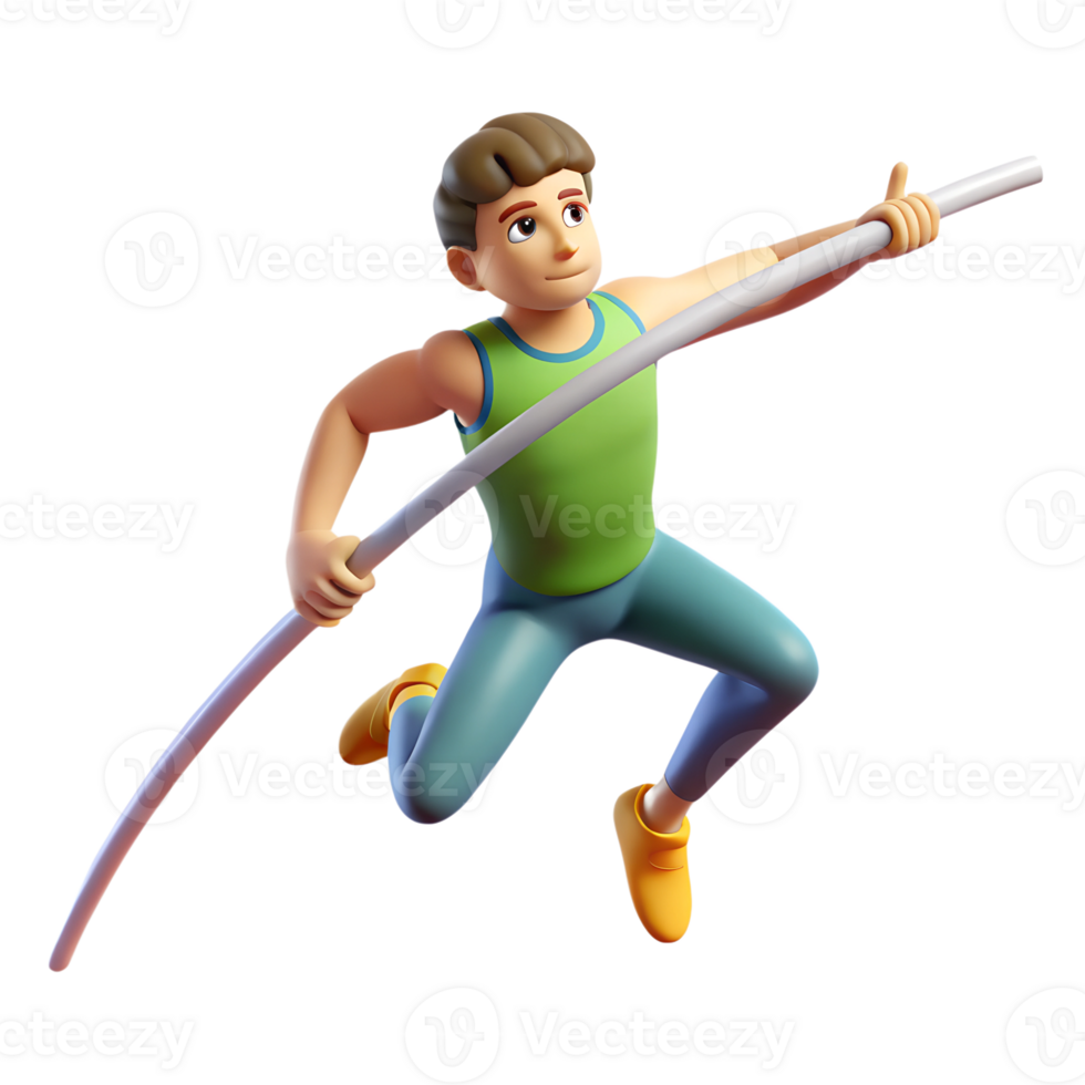A cartoon boy is jumping over a pole png