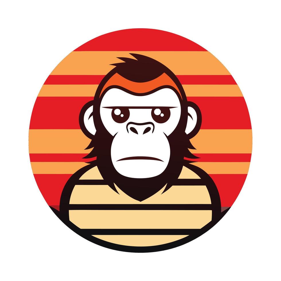 Retro Monkey Face Design - Vintage Primate Portrait for Expressive Wildlife Art and T-Shirts vector