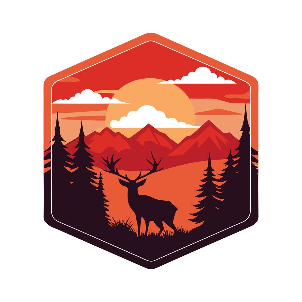 Retro National Park Silhouette - Mountain and Forest Wildlife Design for Adventure Art vector