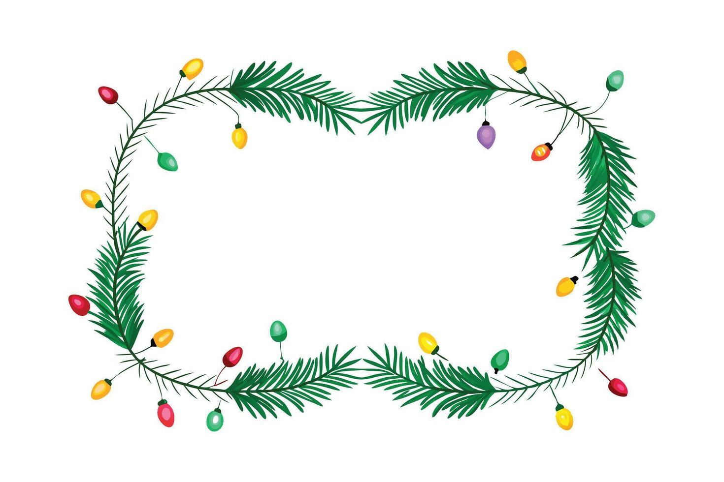 Festive Christmas Wreath - Glowing Lights and Evergreen Garland Design vector