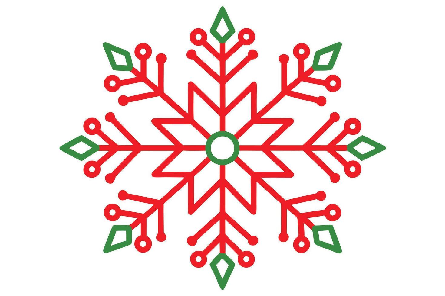 Snowflake Christmas - Line Art Clipart Illustration Isolated on White Background vector