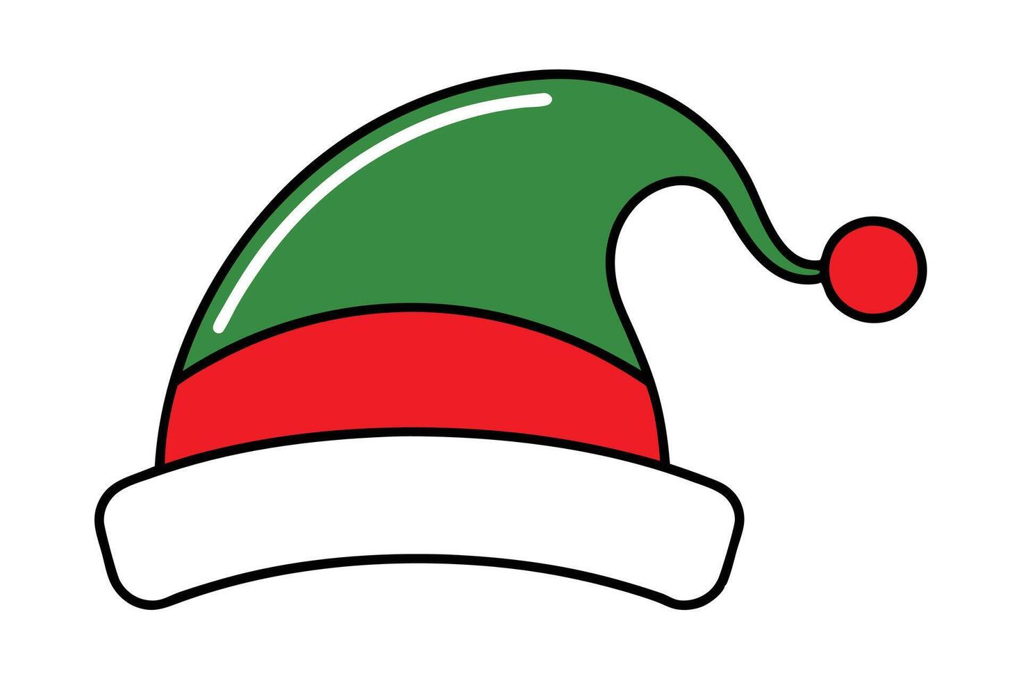 Elf Hat Line Art - Festive Christmas Clipart Illustration Isolated on White vector