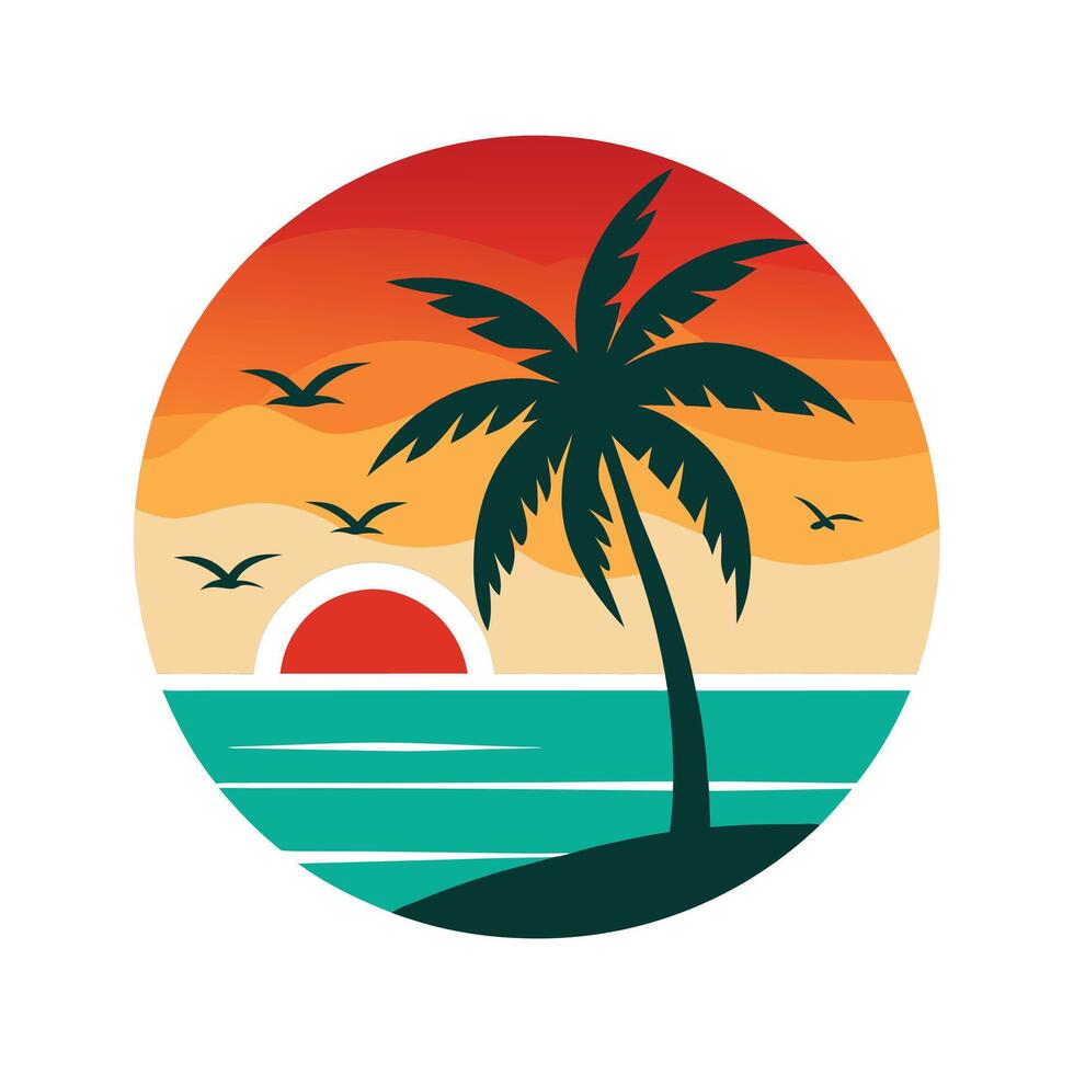 Beach Surf Silhouette - Retro Ocean Wave Design with Surfboard Sunset, Minimalist Coastal Art vector