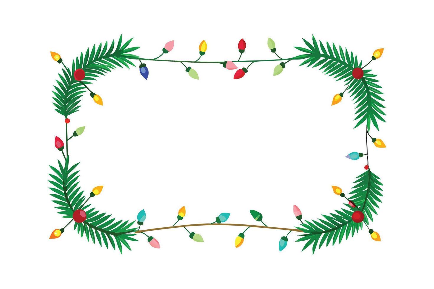 Christmas Wreath with Glowing Lights - Festive Evergreen Garland Design vector