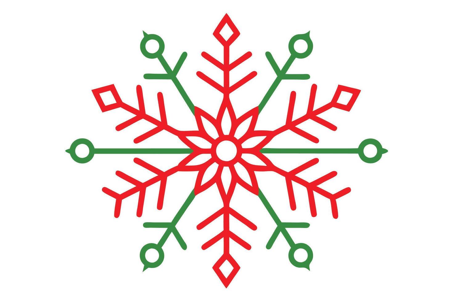 Festive Snowflake Line Art - Christmas Clipart Illustration on White vector
