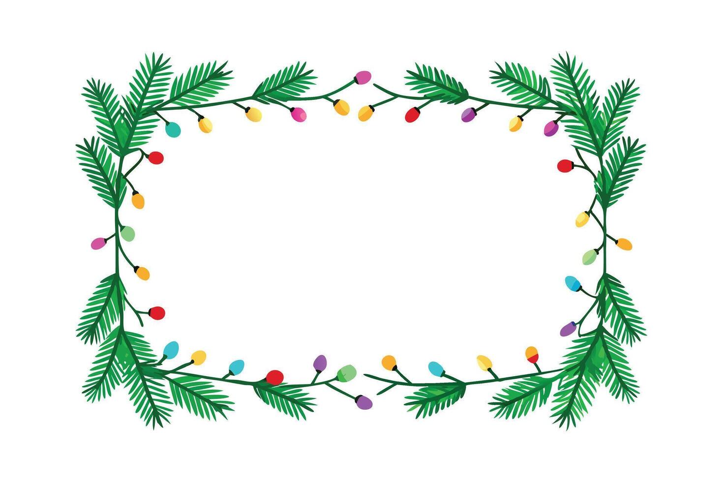 Elegant Christmas Wreath Illustration - Realistic Holiday Decor with Lights vector