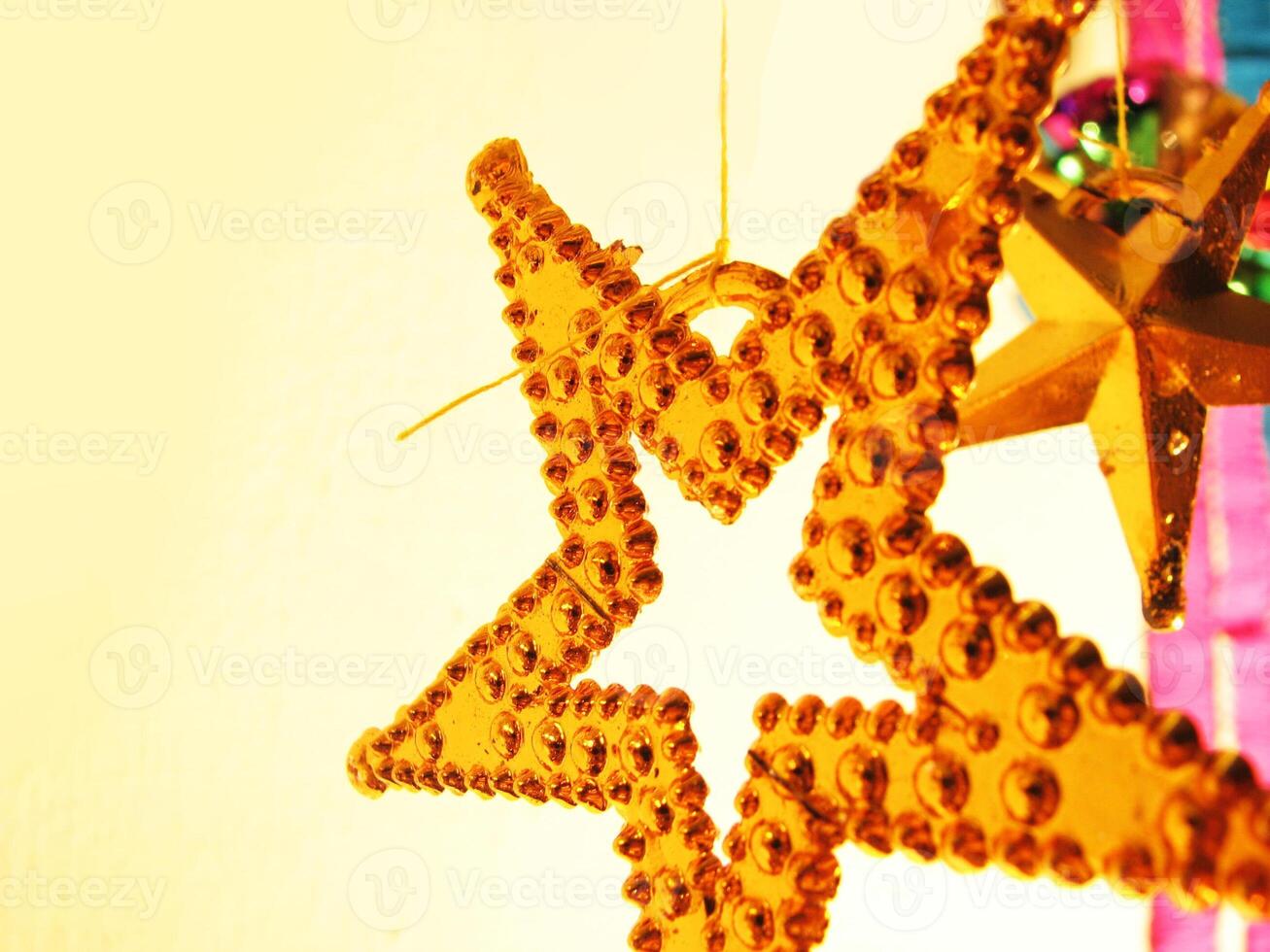 Christmas New Year decoration with glittering star photo