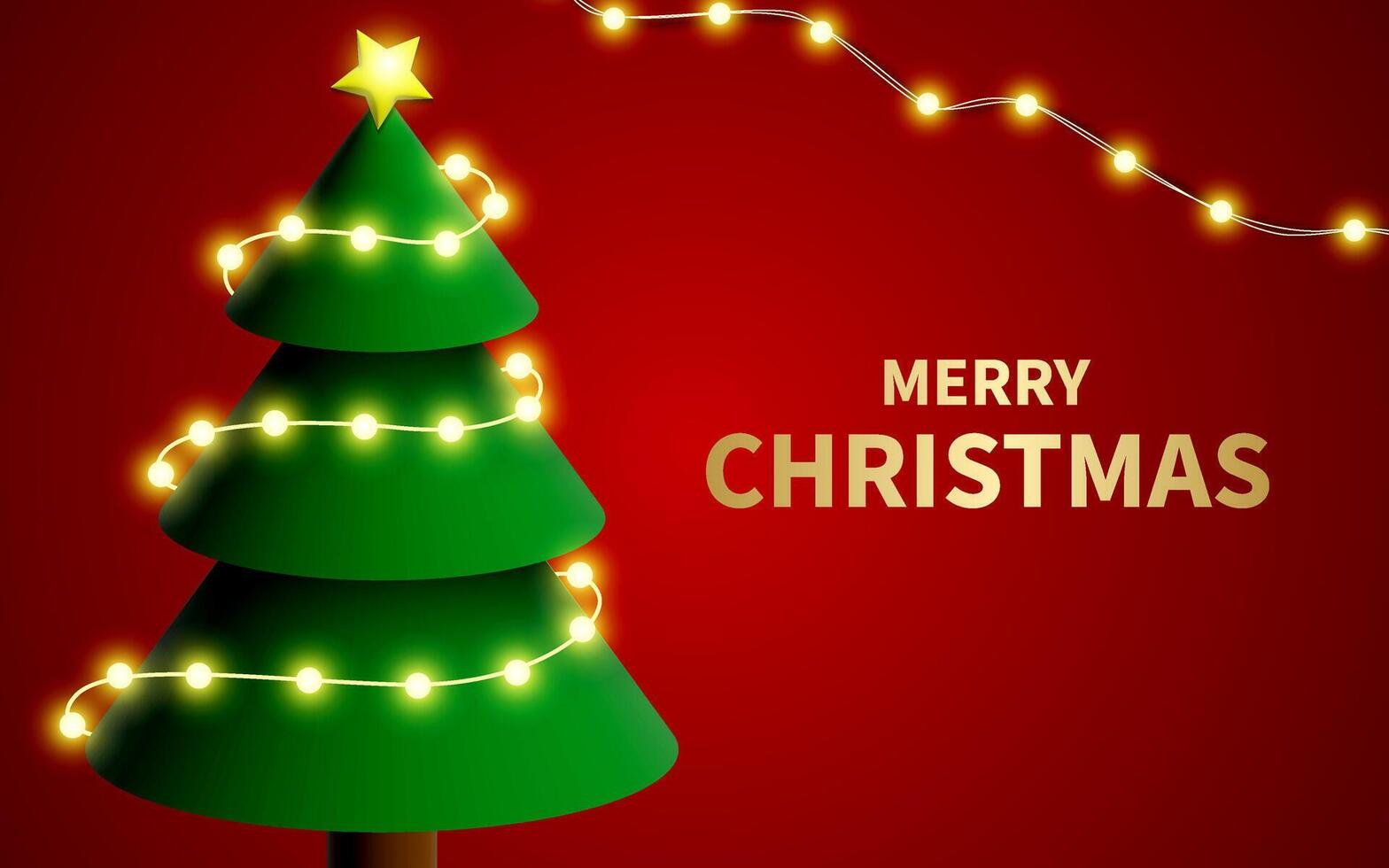 Merry Christmas is written on the red background vector