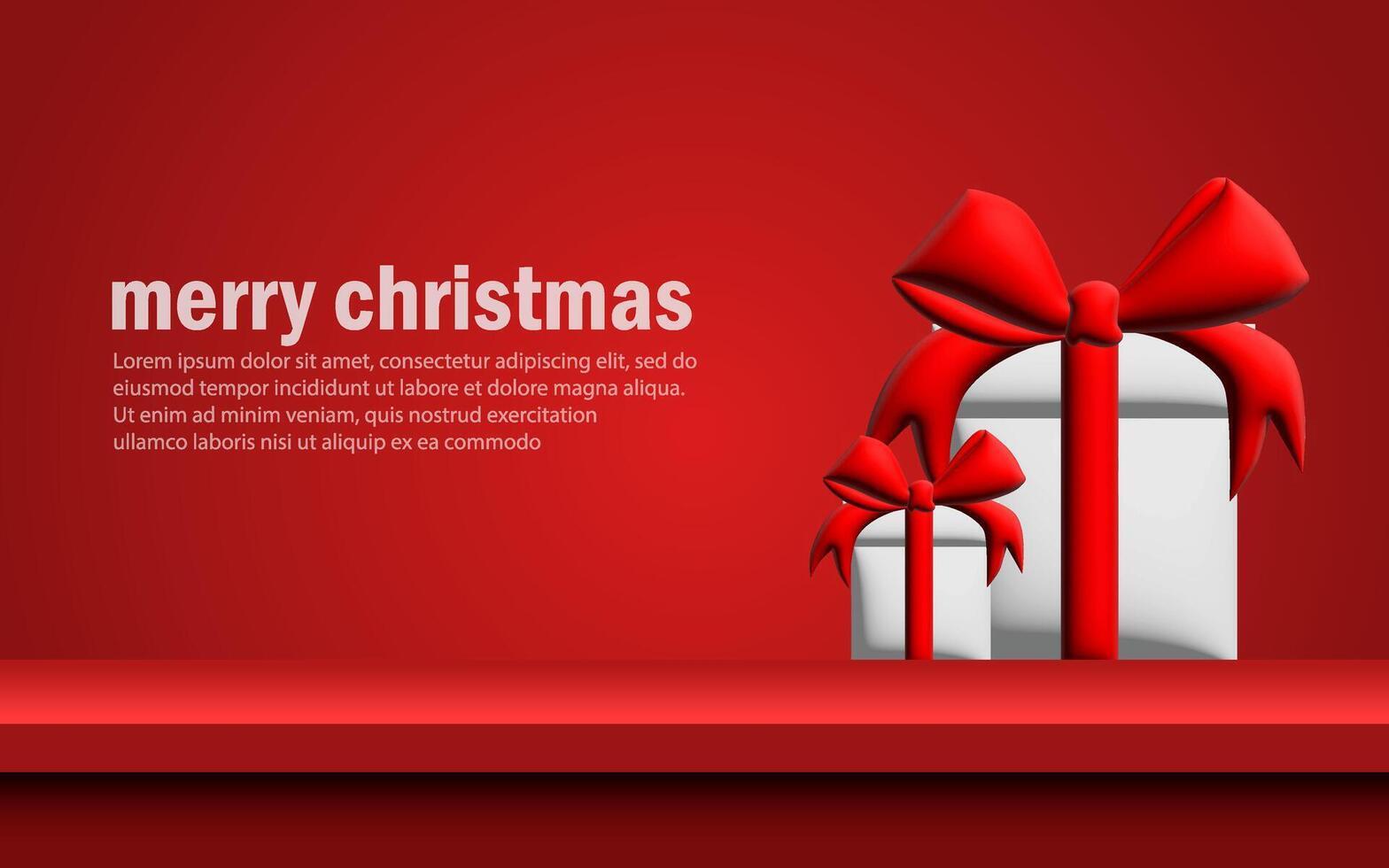 Merry Christmas lettering banner. Red Background. Christmas template card, poster, banner Design vector