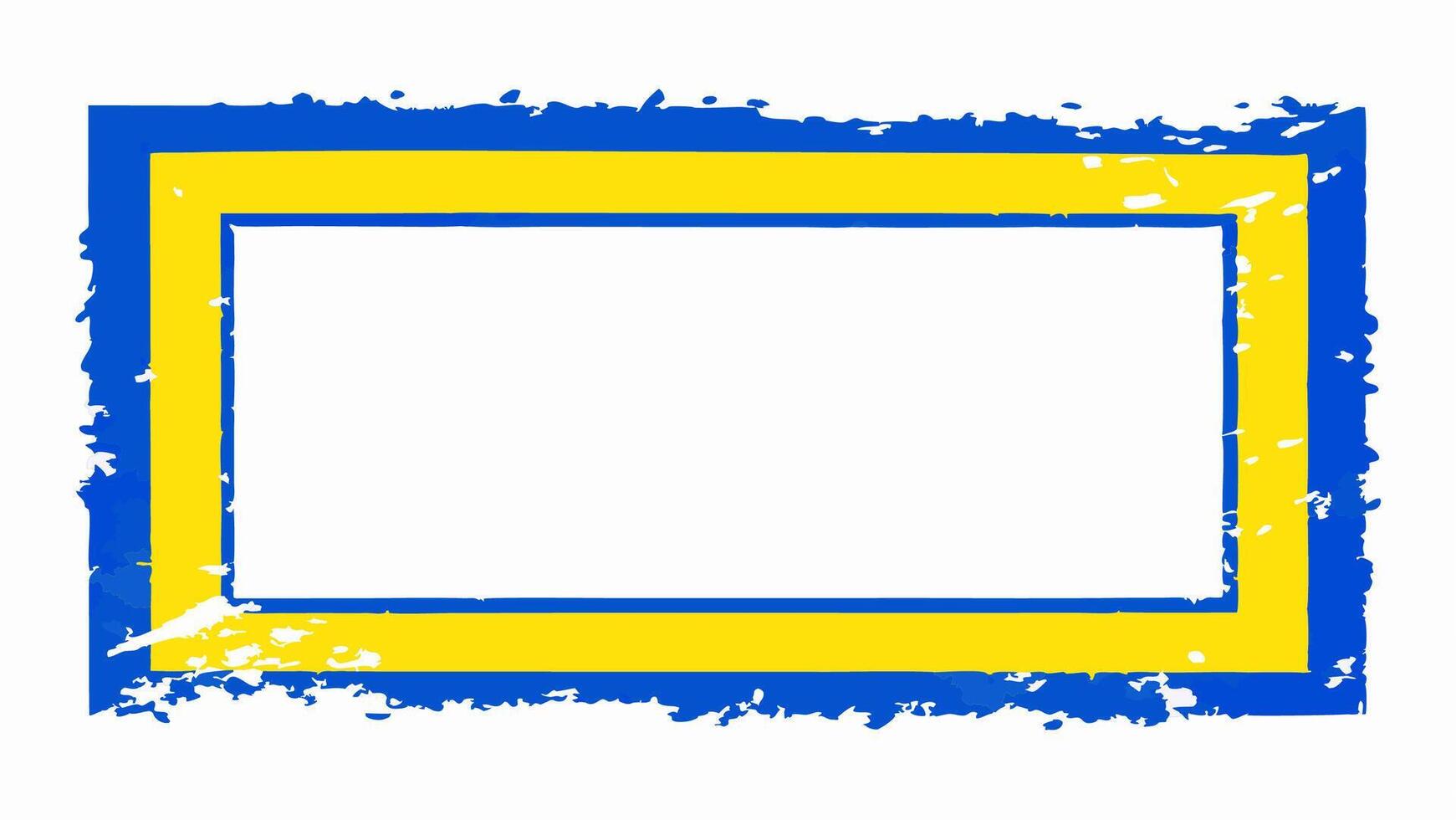 Yellow and blue grunge frame, rectangle grunge on white background for your presentaion or design background vector