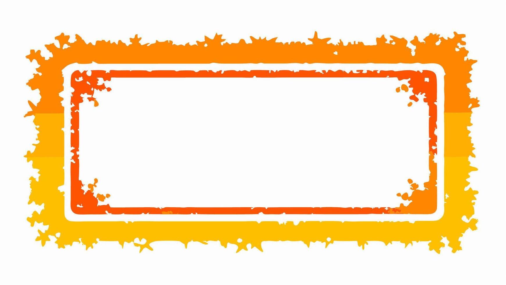 Red and orange grunge frame, rectangle grunge on white background for your presentaion or design background vector