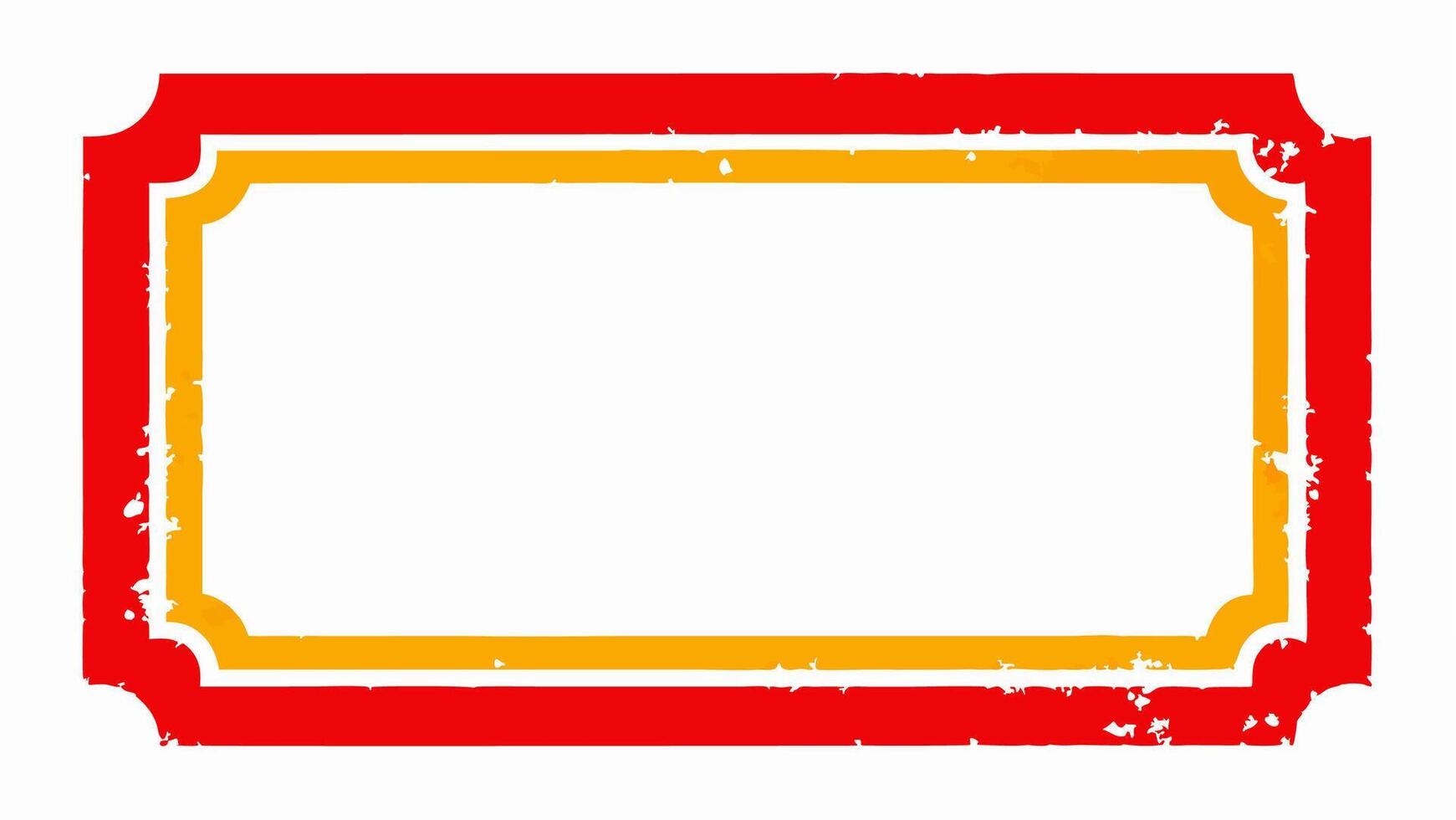 Red and gold grunge frame, rectangle grunge on white background for your presentaion or design background vector