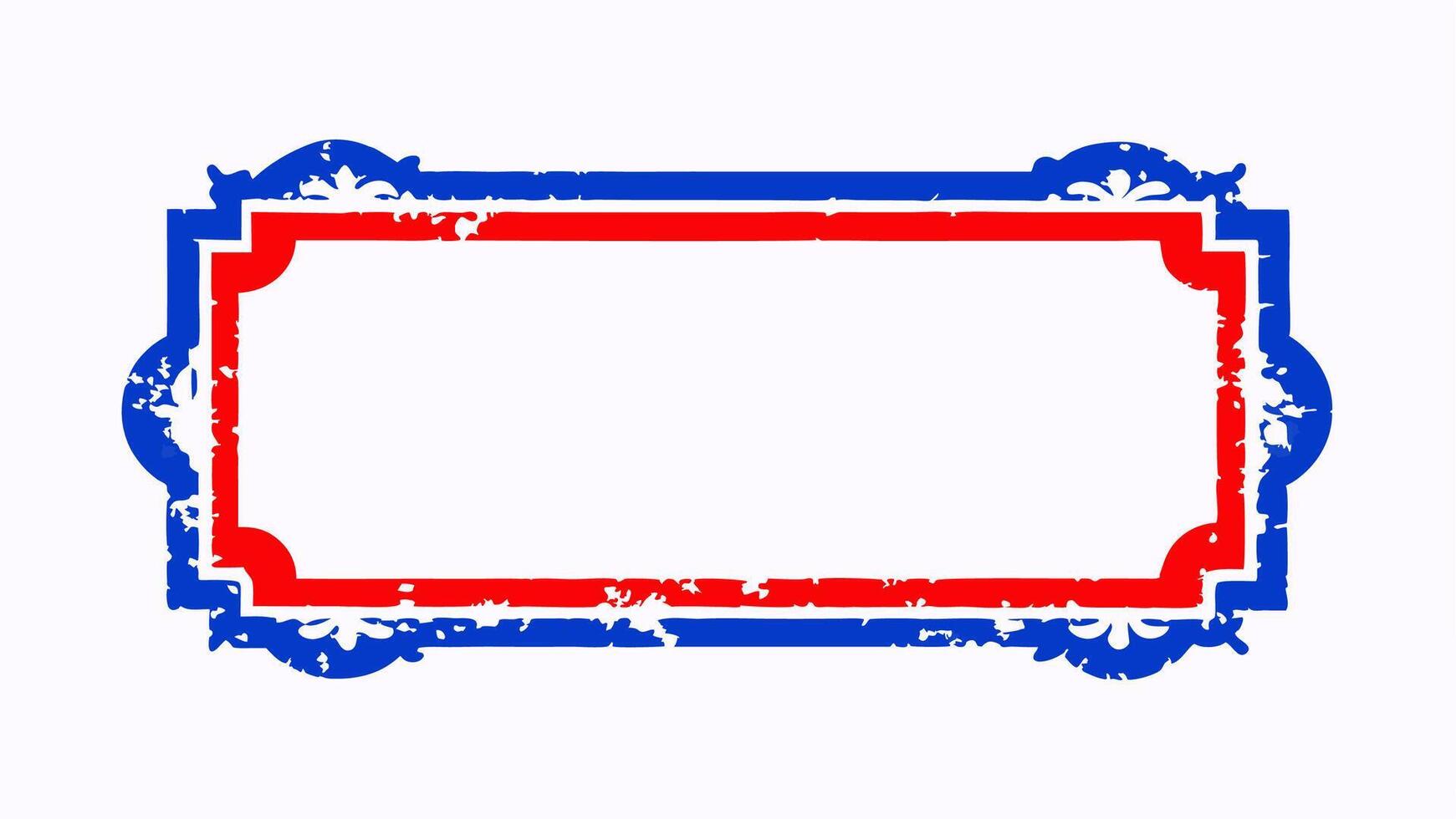 Red and bue grunge frame, rectangle grunge on white background for your presentaion or design background vector