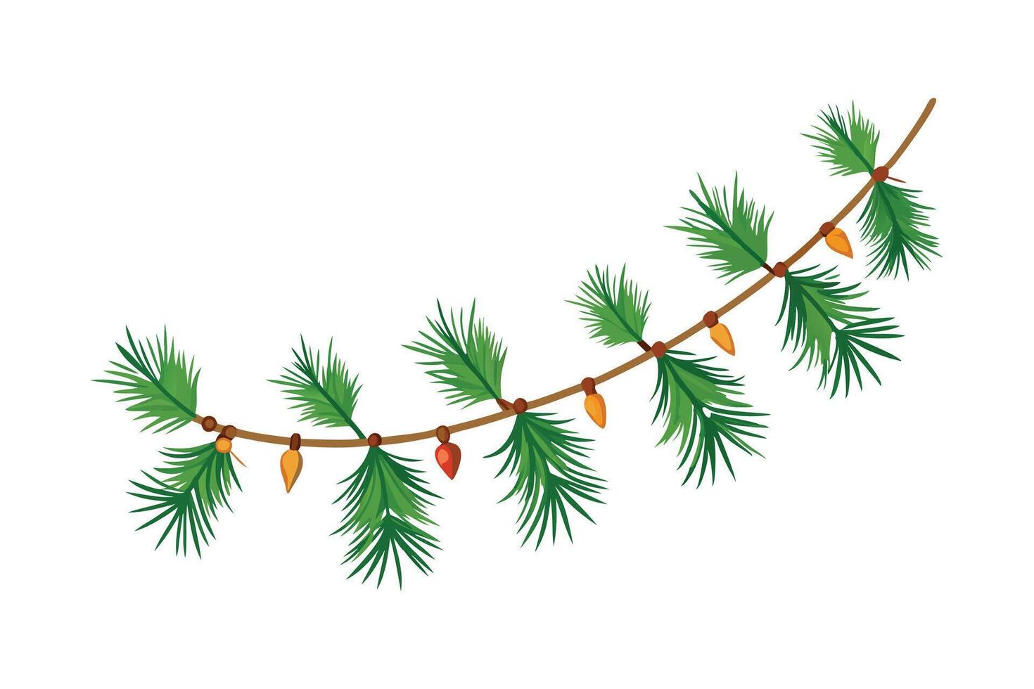 Christmas Tree Garland - Festive Evergreen Decoration with Pine and Spruce Branches, Elegant Holiday Art vector