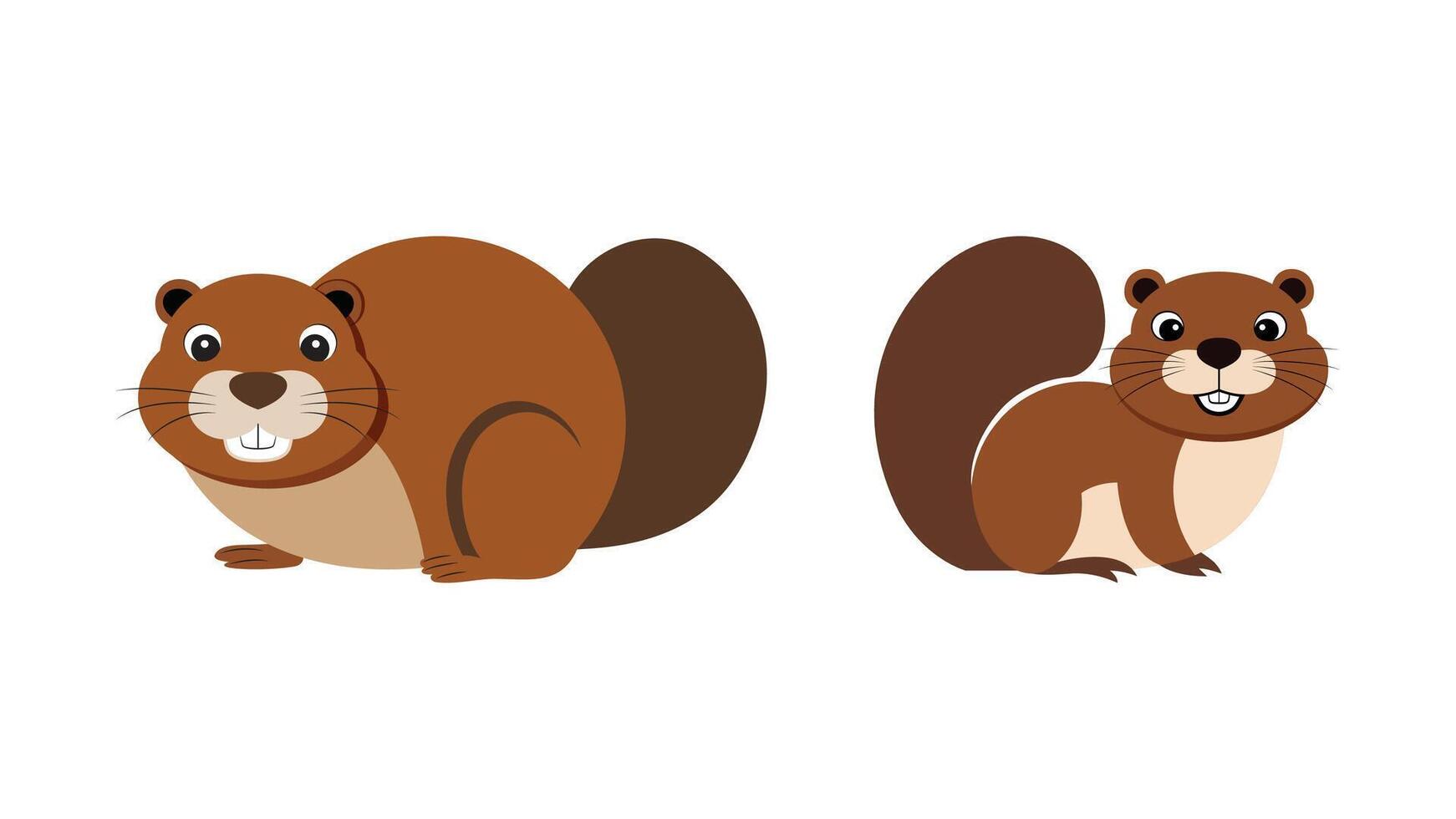 Two cartoon beavers on a white background vector