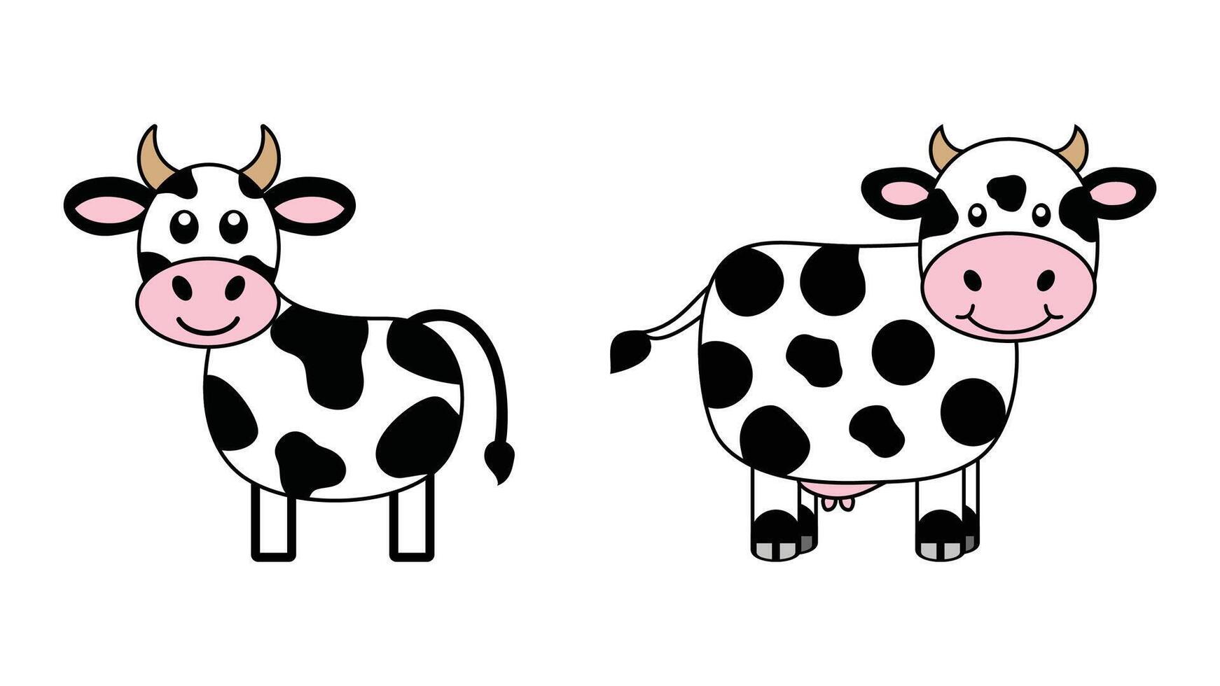 Two cartoon cows standing side by side vector