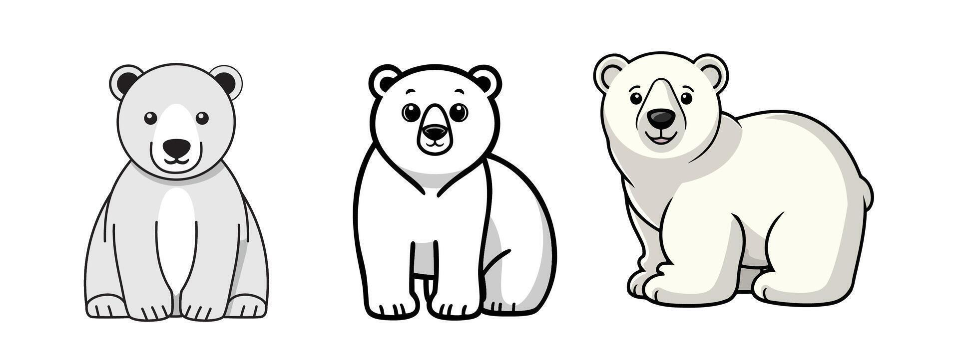 Minimalist Flat Polar Bear Illustration on White Background, Simple Stylized Design, Bold White Color, Clean Aesthetic vector