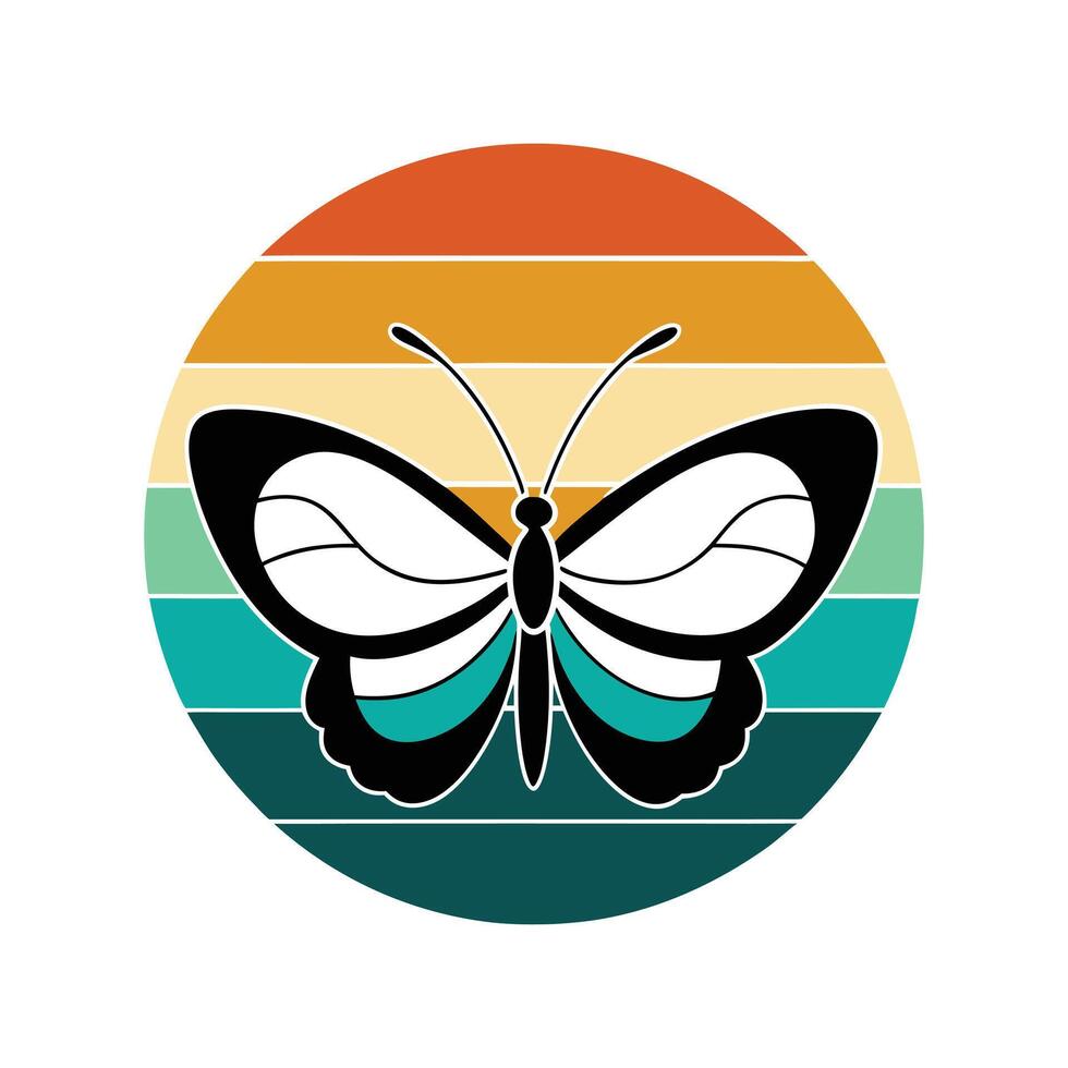 Retro Butterfly Silhouette - Vintage Elegant Wing Design for Bohemian Nature Art vector