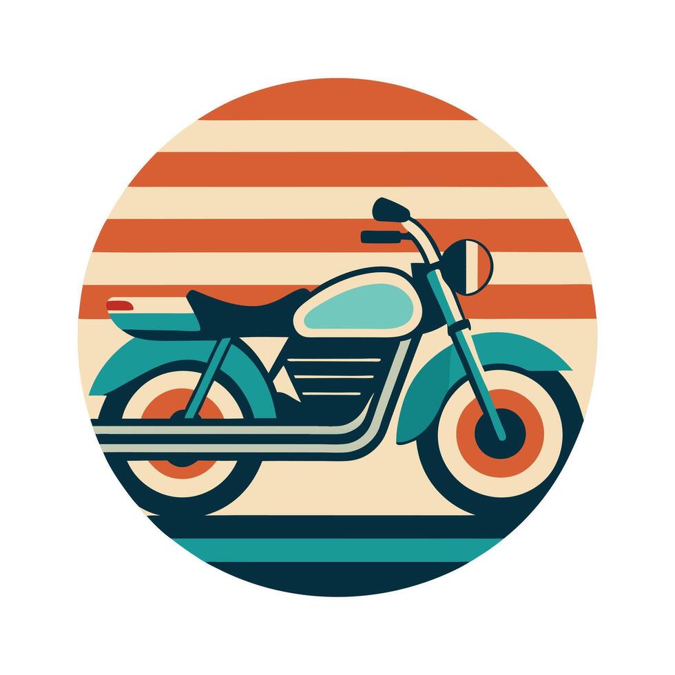 Vintage Motorcycle Silhouette - Retro Two-Wheeler Design for T-Shirt and Adventure Art vector