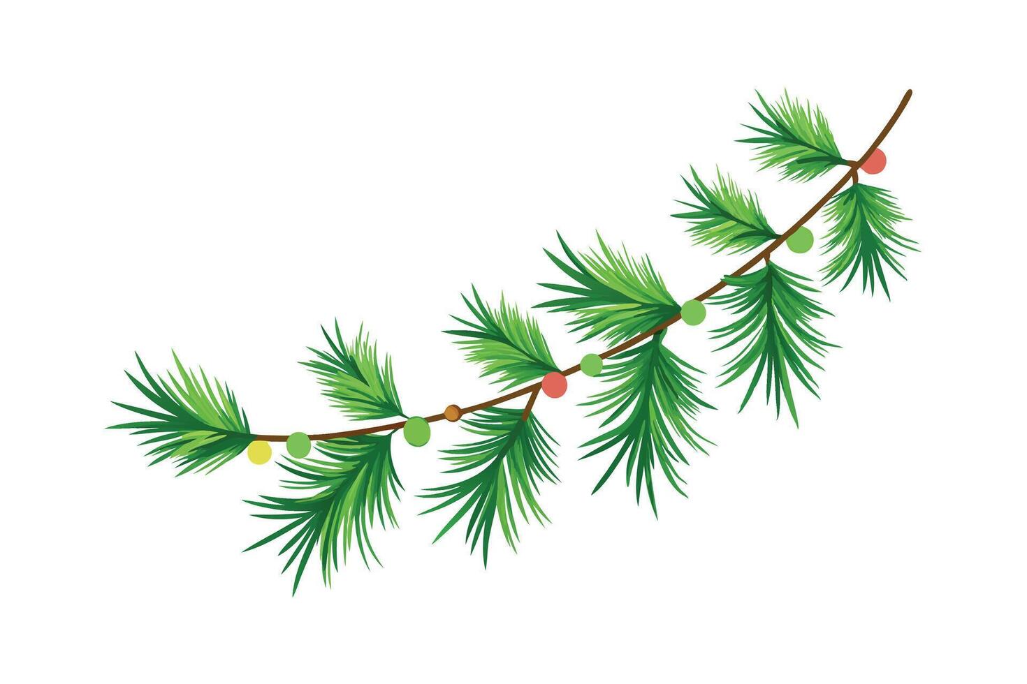 Christmas Tree Garland Design - Festive Pine and Spruce Branches, Elegant Holiday vector