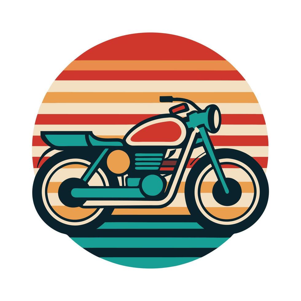 Retro Two-Wheeler Silhouette - Classic Motorcycle Design for T-Shirts and Road Art vector