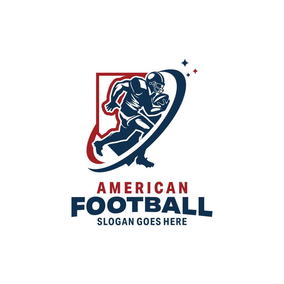 Running American football player silhouette logo design vector
