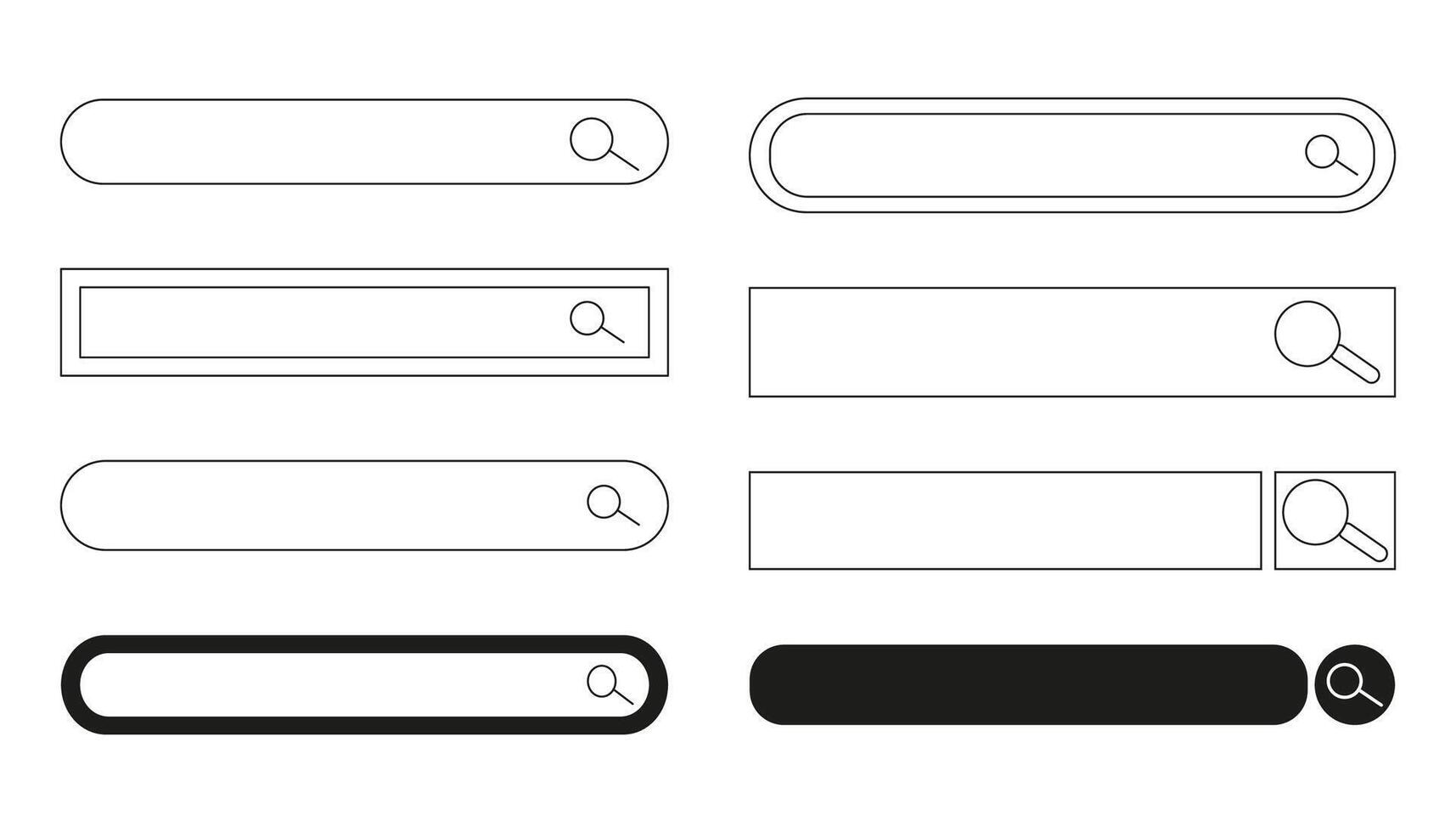 Search bar finder, modern frame text box, form with magnifier, interface Menu ui design element. Simple banner, site border. vector
