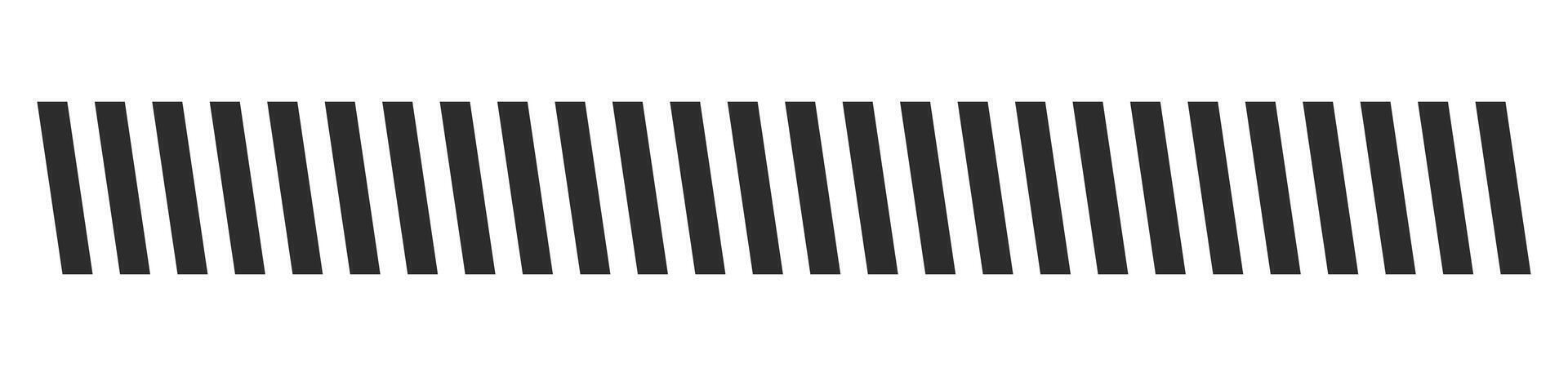 Slash line grid, decorative diagonal divider. Geometric dashed barrier, tape or embroidery. Angled stripes, tilt pattern. vector