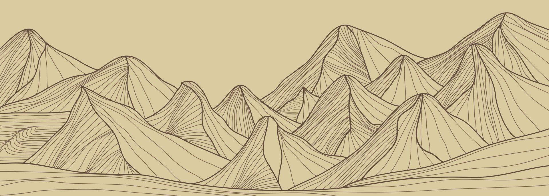 Hand drawn Mountain line arts illustration. Abstract mountain contemporary aesthetic backgrounds landscapes. use for print art, poster, cover, banner vector