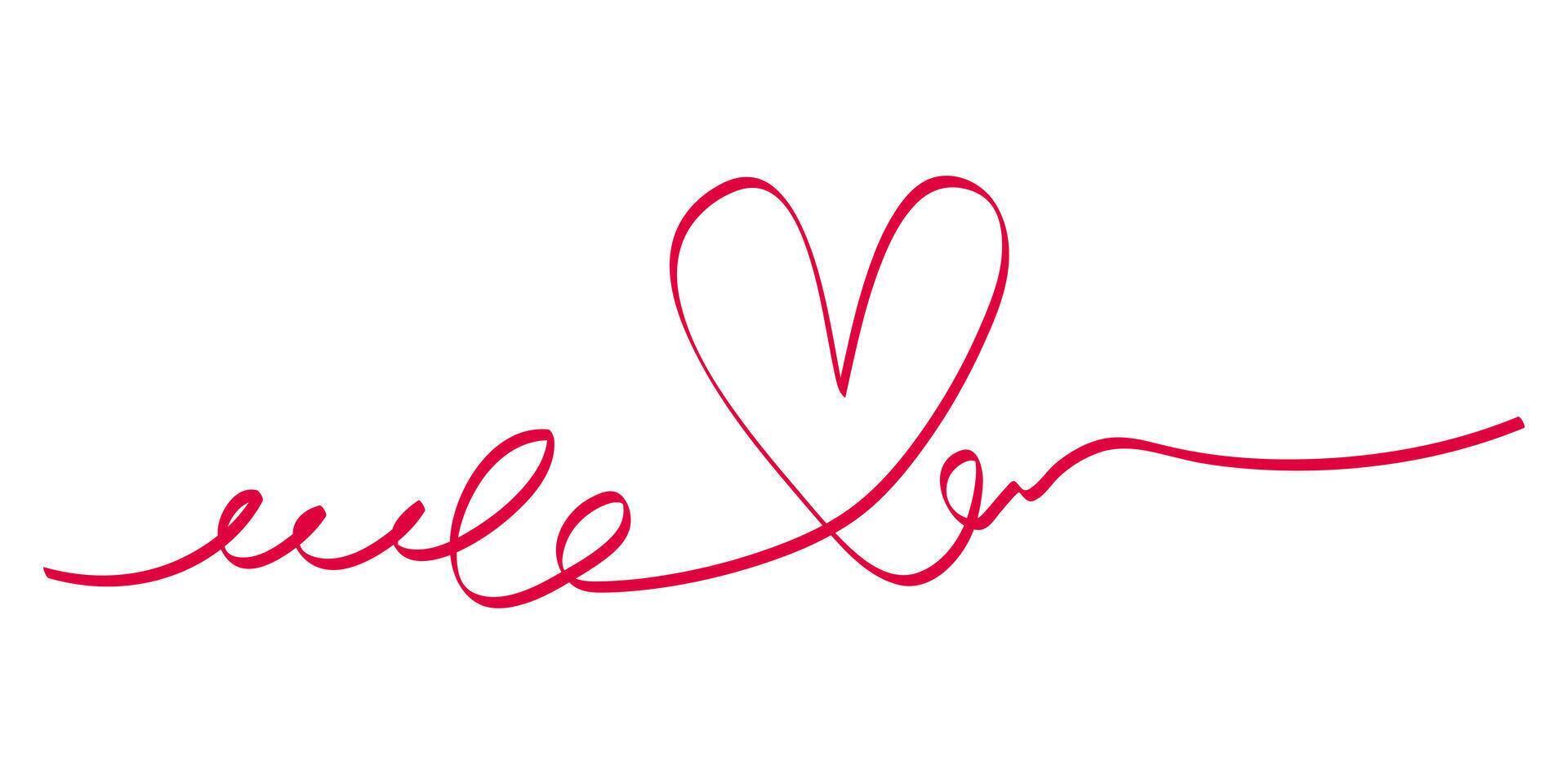 Hand drawn of doodle heart with thin line, divider shape. Isolated on white background vector