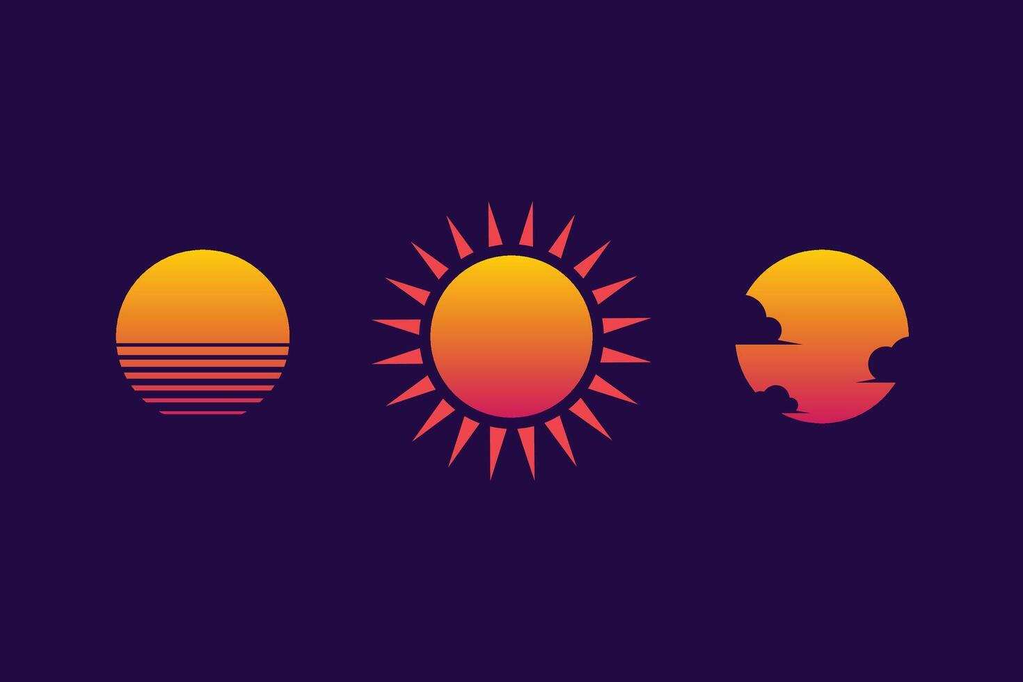 Set of neon gradient graphic for summer logo vector