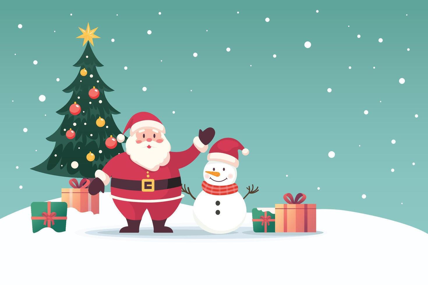 Santa claus and snowman vector