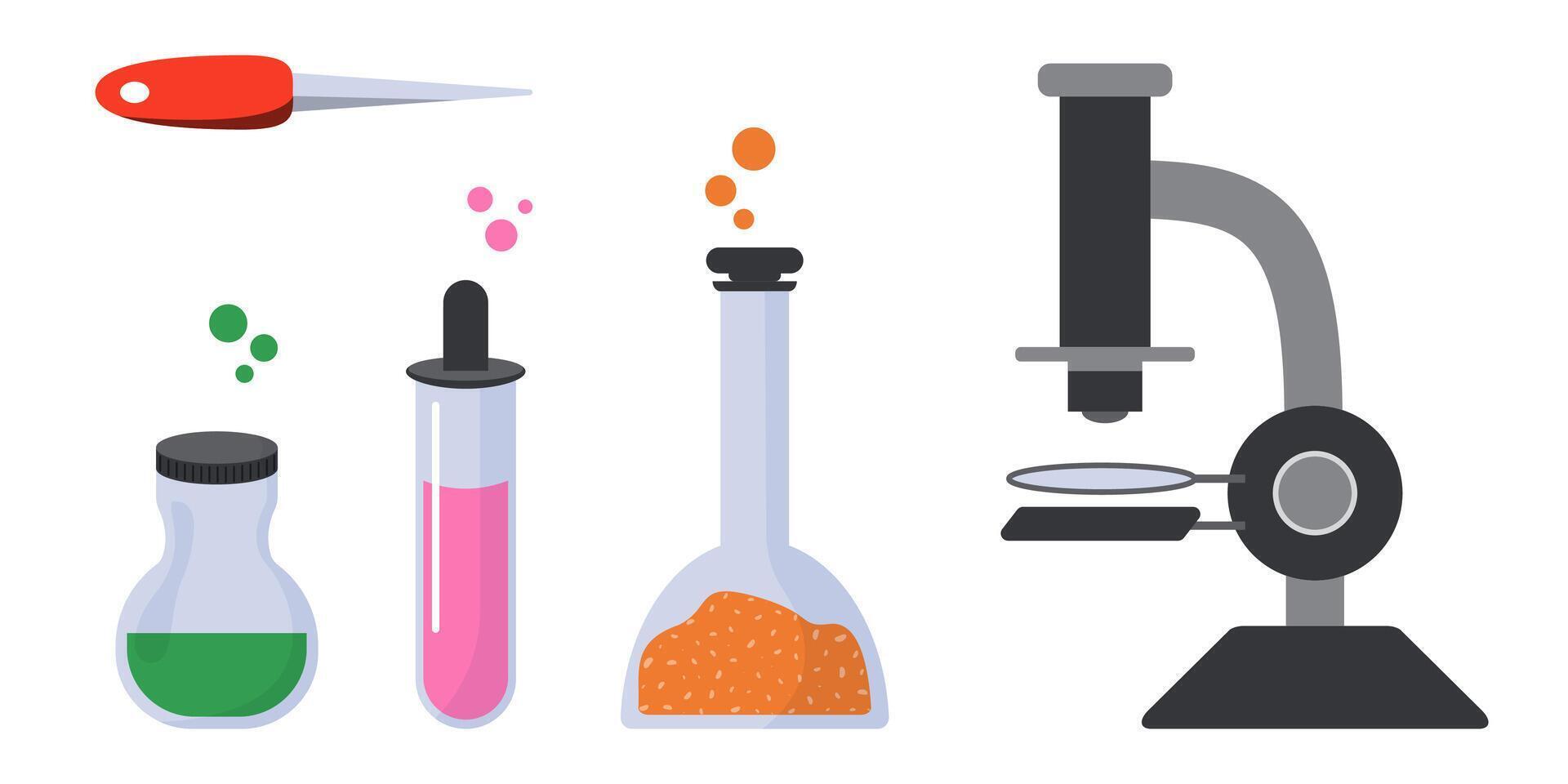 Laboratory tools and equipment for scientific experiments in education vector
