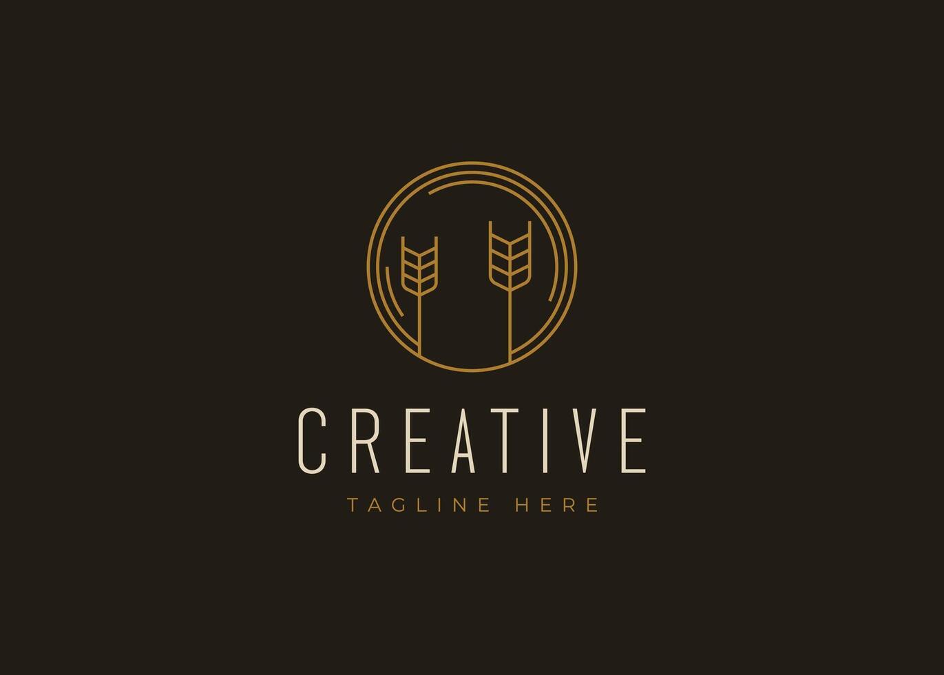 Wheat Field Logo Design Template. Agriculture Icon Line Art vector