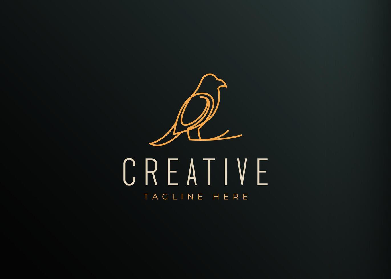 Perching Bird Logo Design Template. Bird Perch on Tree Branch Icon Line Art vector