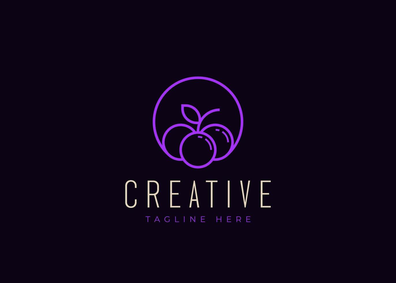 Grapes Logo Design Template. Three Grapes Icon Line Art Logo Design vector
