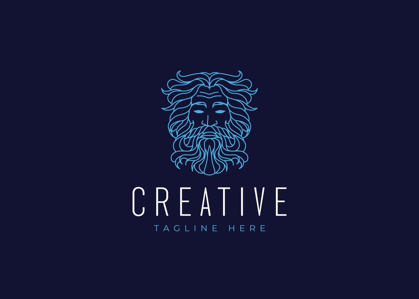 God of Thunder Logo Design Template. Zeus Olympian Icon Line Art Logo Design vector