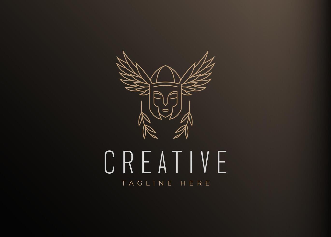 Holy Valkyrie Logo Design Template. Valkyrie Head Icon Line Art Logo Design vector
