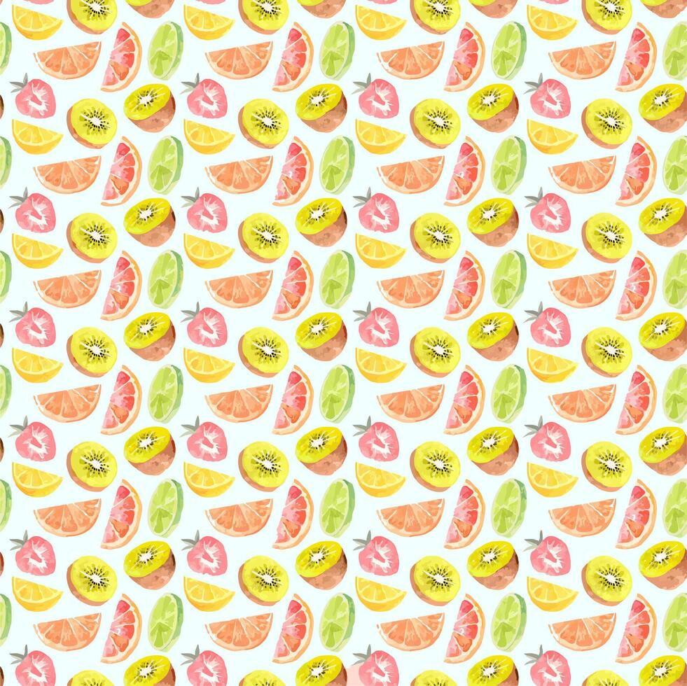 cute watercolor fruit slice pattern vector