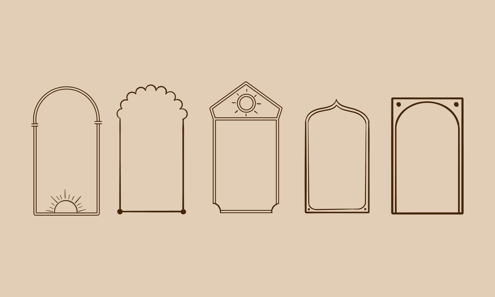 Five Decorative Arch Frames Design Collection vector