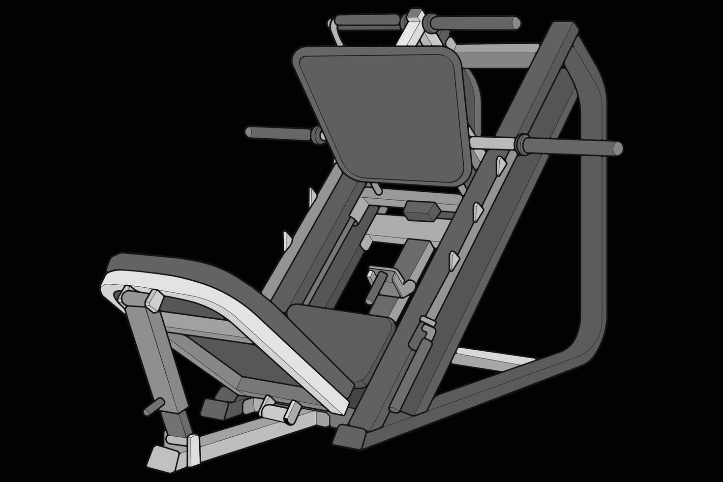 Leg press machine illustration. Fitness, cardio, and muscle building machines. Workout and training concept illustration. vector