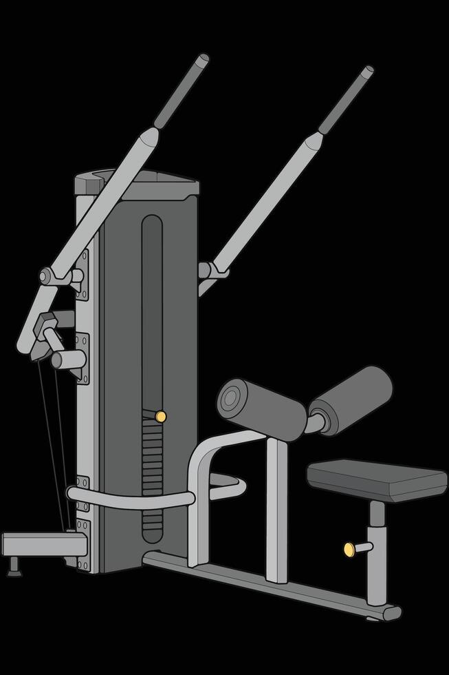 Lat Pull-down Machine illustration. muscle machines building, equipments at gym. Workout and training concept. vector