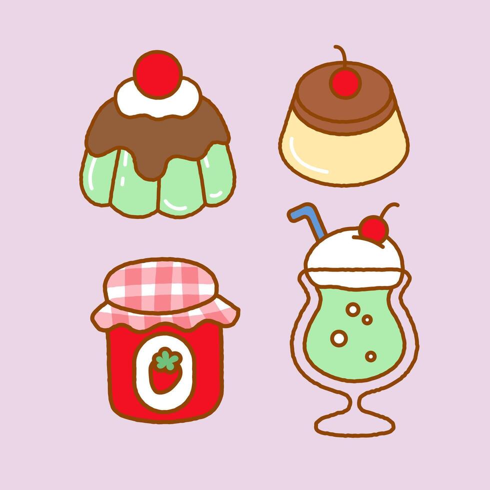 Cute Handdrawn Dessert Illustration vector